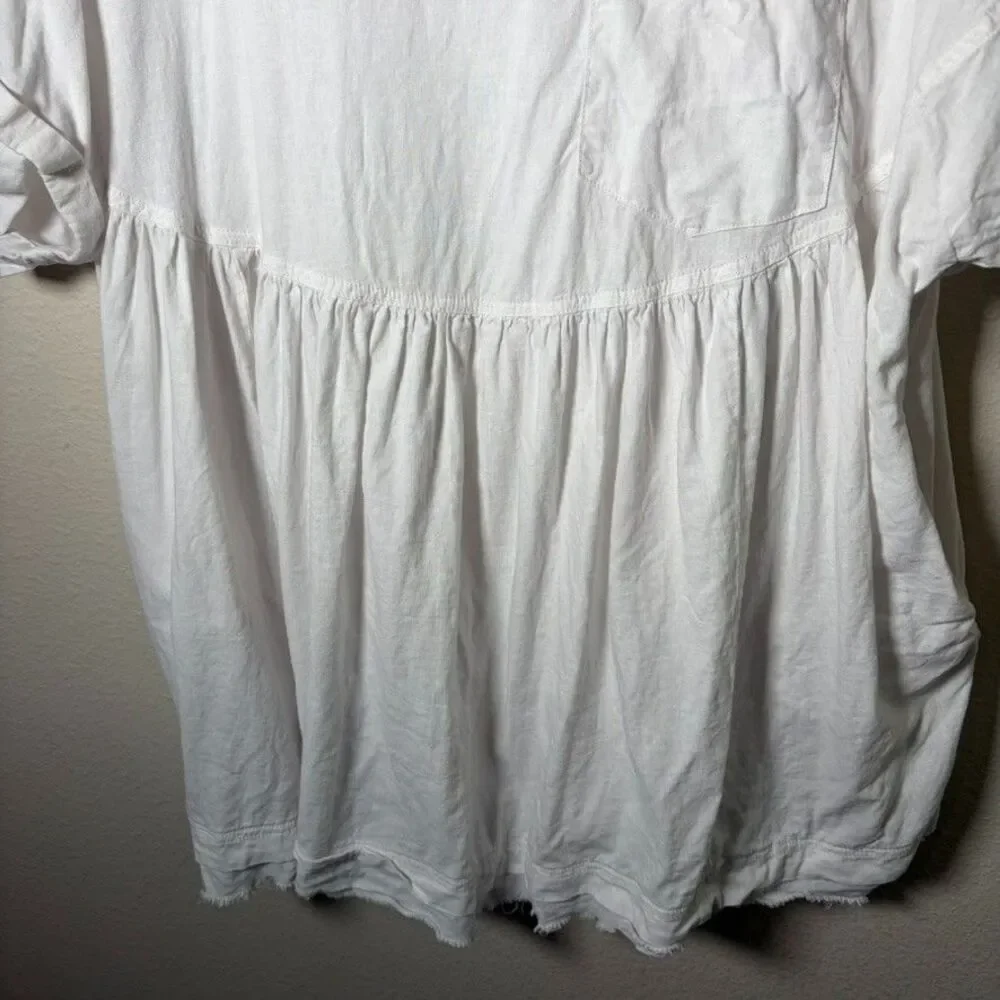 We The Free People Tunic Top Women's Medium Ivory Oversized Pocket Casual Boho - Picture 4 of 8